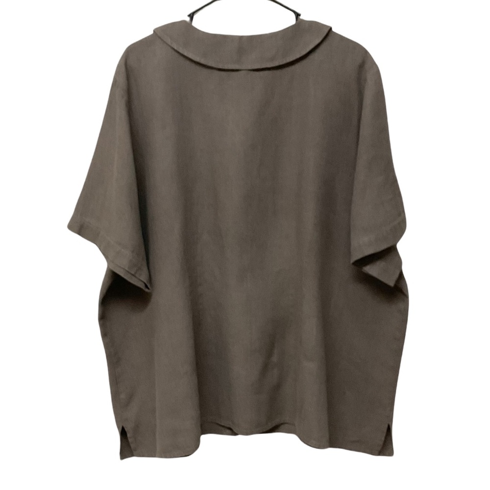 FLAX Lagenlook Linen Oversized Button Up Short Sleeve Blouse Plus 3X 3G - Picture 3 of 7